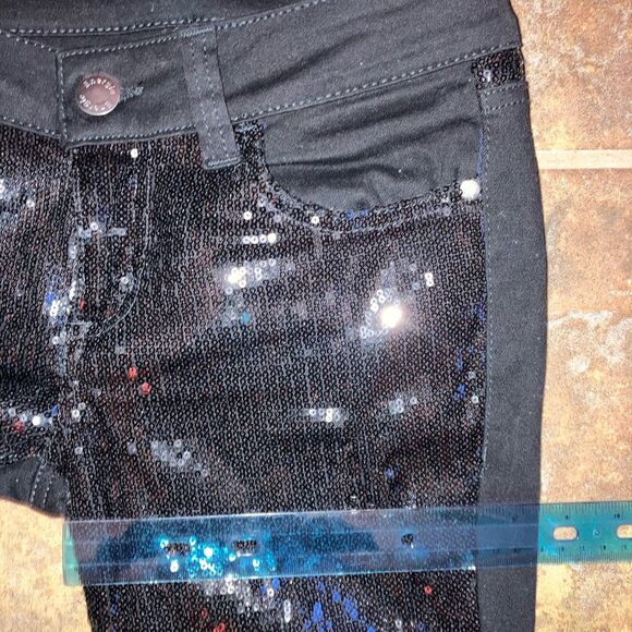 ENERGIE 5 Sequin Solid Black Stretch Skinny Jeans - Picture 3 of 5